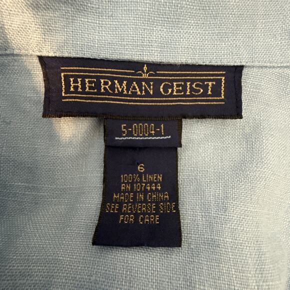 Herman Geist Vintage Icy Baby Blue Linen Maxi Dress Size 6 Sleeveless Collar - Picture 7 of 7